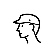 Wall Mural - person icon wearing cap looking to the left head outline in and minimalist illustration style line a