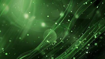 Wall Mural - abstract green background with flowing lines, luminous dots, and dreamy lights creating a vibrant at