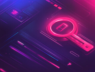 Dynamic digital interface featuring neon colors and futuristic design elements.