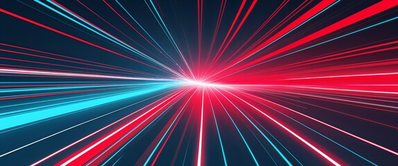 Wall Mural - red diagonal streaks light rays on cyan dark background motion and energy concept modern and futuris