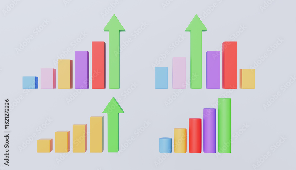 Set of statistic bar chart, data analysis, bar chart mock up, blank bar ...