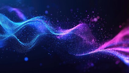 Wall Mural - abstract digital wave design. dynamic particles flow in vibrant colours. fluid motion, glowing effec