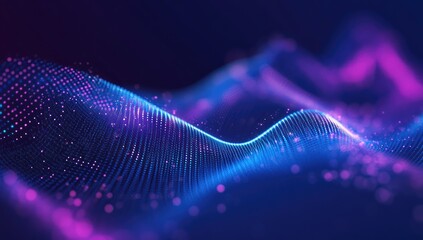 Wall Mural - abstract digital wave. data points form a mesmerizing wave pattern with a gradient of purple and blu