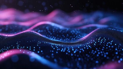 Wall Mural - abstract digital landscape of undulating particles in vibrant colors. a mesmerizing display of data 
