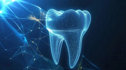 Aufkleber - Dynamic abstract background showcasing glowing golden waves symbolizing the healing power of dental implants with futuristic light streaks