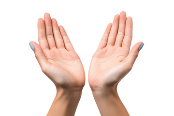 two hands are open and facing each other, with one hand slightly above the other