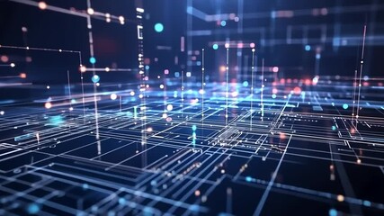 Abstract Futuristic Technology Background with Data Transfer and Visualization