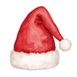 © ปริยาภัทร บุญรอด - Festive Santa hat, vibrant red and white, perfect for holiday celebrations, adds cheerful spirit to any seasonal gathering. Isolated on white background or PNG
