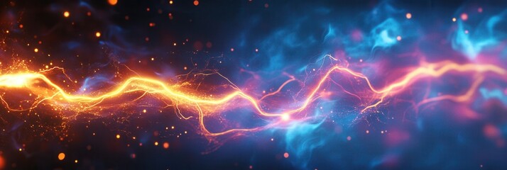 Aufkleber - Bright abstract energy representation highlighting the rapid healing process of dental implants with a vibrant lightning bolt effect