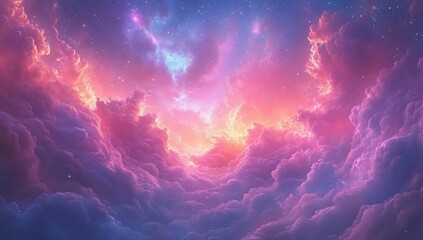 Wall Mural - celestial clouds glow with vibrant pinks and blues for spiritual concepts