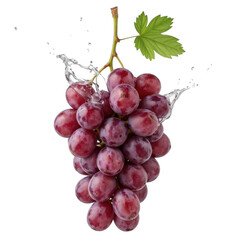 Fototapete - Fresh bunch of dark red grapes, vibrant and juicy fruit, perfect for healthy snacks or adding to desserts, with copy-space for text Isolated on white background or PNG