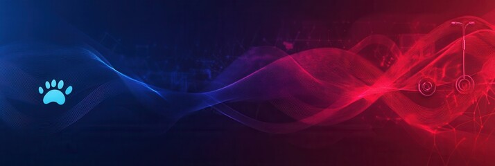Poster - Dynamic gradient veterinary emergency background featuring abstract energy waves and medical symbols for engaging design projects