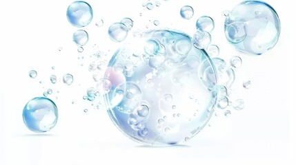 Wall Mural - translucent bubbles floating in a serene space