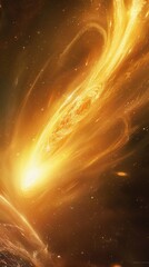 Wall Mural - a magnificent golden galaxy swirling in space.