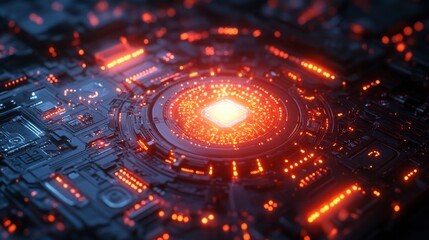 Aufkleber - A vibrant presentation of quantum computing showcases glowing qubits in a mesmerizing array, highlighting principles of superposition and entanglement in a digital environment.