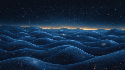 Wall Mural - Abstract cosmic waves, night sky, galaxy, space landscape, digital art, astronomy background