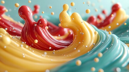 Wall Mural - Abstract paint splash, vibrant colors, dynamic motion, close-up view, for design background