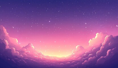 Wall Mural - dreamy, colorful starry sky with clouds and gradient effect for background use