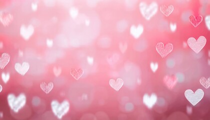 Poster - dreamy pink bokeh background with floating glitter heart, romantic abstract design for valentine's day or wedding card