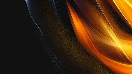 Wall Mural - abstract orange, black, curves flow dark background, digital art, website banner