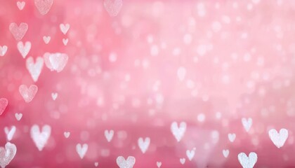 Poster - dreamy pink bokeh background with floating glitter heart, romantic abstract design for valentine's day or wedding card