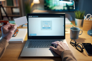 user making online payments using a credit card