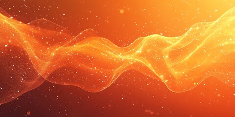 Wall Mural - abstract orange wave background with golden particles