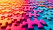 © Adama - Colorful puzzle pieces, close-up, vibrant gradient, background,  for teamwork concept