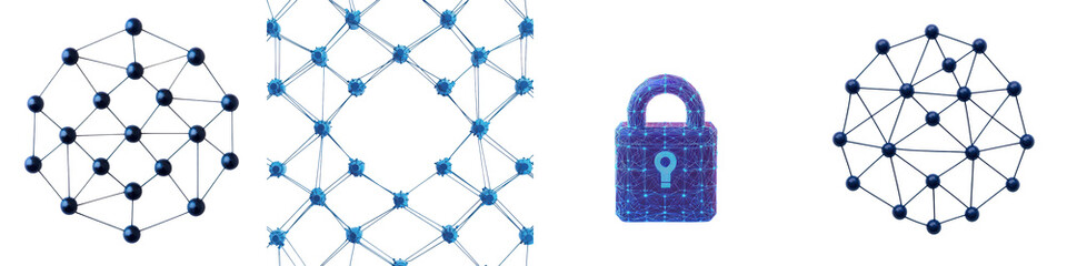 interconnected digital security network with abstract geometric patterns symbolizing the complex wor