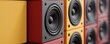 © ParinApril - Colorful Array of Modern Speakers Set Against a Bright Background for Music Enthusiasts and Audio Lovers