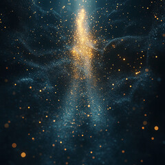 Wall Mural - Generative AI creates a stunning visual of particles and light in a dark space evoking a sense of wonder and depth. Generative AI