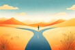 © Jessy Art - Illustration of a person standing at a fork in the road with two paths.