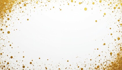 Wall Mural - Golden glitter dots form oval frame on white backdrop. Shiny gold dust border. Festive glistering texture for party invites, wedding cards, birthday greetings, luxury design templates. Celebration