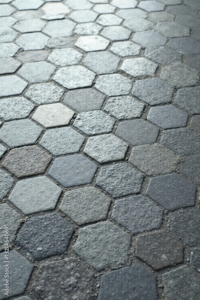 Pathway Hexagonal Hexagonal Paving Stones A Textured Surface of Interlocking Grey and ...