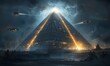 © Bayu - Mystical ancient pyramid with mysterious lights and UFOs in the sky