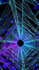 Wall Mural - futuristic neon tunnel with dynamic geometric patterns and vibrant colors