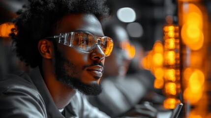 Aufkleber - A scientist studies quantum phenomena such as qubits and superposition in a high-tech lab.