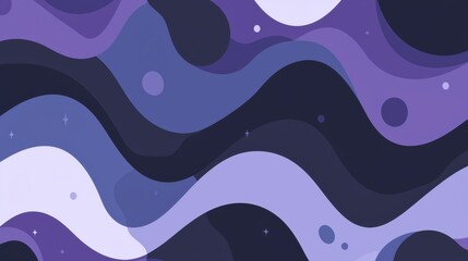 Sticker - swirling lavender waves with starry elements against a deep purple background