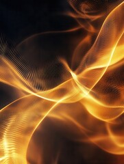 Aufkleber - Dynamic abstract design with glowing golden waves representing the healing power of dental implants in a futuristic setting