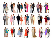 © Creative_Juice_Art - Diverse of multiracial and multinational couples wearing evening formal or black tie outfits for celebration, wedding, Christmas Eve or New Year party. Happy men and women in gorgeous luxury clothes.