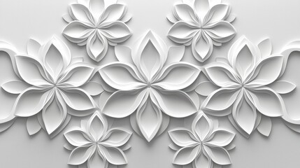 Sticker - elegant abstract floral pattern on light grey background with silver accents in modern design