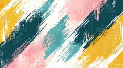 Wall Mural - vibrant abstract background with flowing strokes in teal, yellow, pink, and white for creative proje
