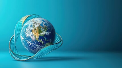 Wall Mural - a blue background with a globe on it