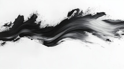 Wall Mural - abstract fluid black and grey brushstrokes on white background conveying movement and artistic expre