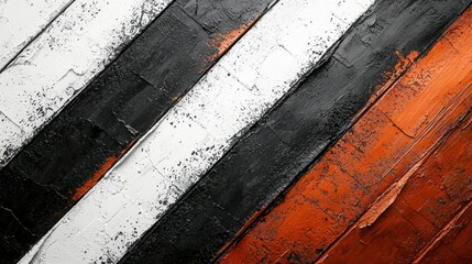 Sticker - abstract pattern of dark and light strokes with charcoal and copper accents on wood planks
