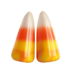 Aufkleber - Vibrant 3D rendered Halloween candy corn with a rich translucent effect fully isolated on a transparent background  This striking confection captures the essence of the autumn season with its bright