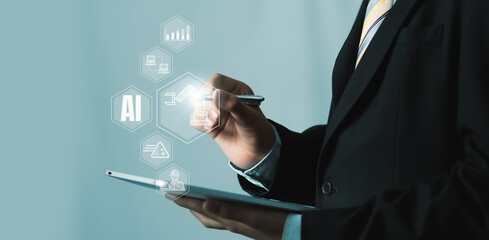 Wall Mural - robotic process automation (rpa) for business growth and ai integration in digital transformation, i