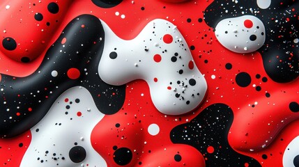 Wall Mural - abstract soft shapes in bold red, black, and white colors with gradients and dynamic patterns
