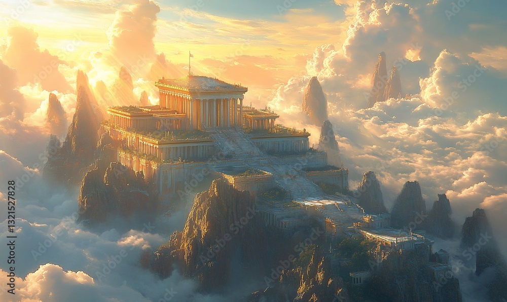 Majestic Ziggurat Temple in the Sky, A Vision of Ancient Wonders and ...