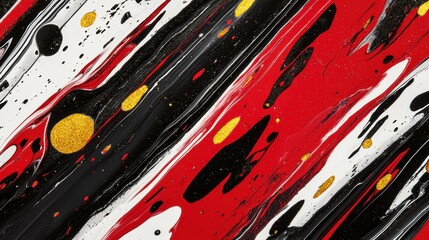 Wall Mural - bold red and black streaks with shimmering gold accents on white background for dynamic art and desi